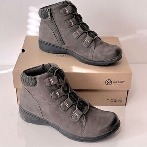 Clarks Collection Carleigh Jade Leather & Knit Ankle Boots